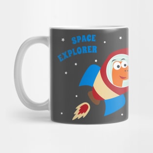 cute dinosaur astronaut play with his rocket Mug